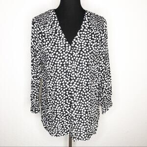 Rachel Rachel Roy black white heart print popover top size Large